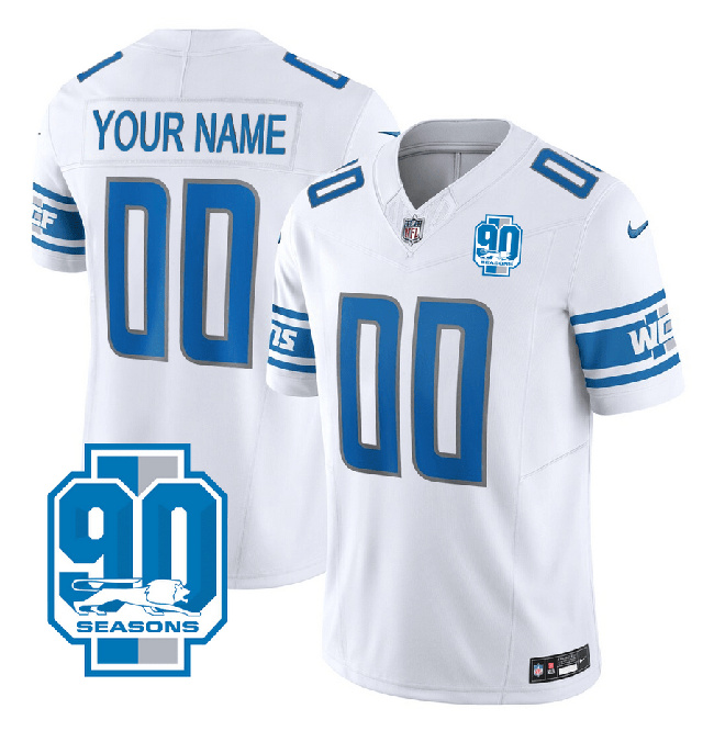 Youth Detroit Lions Active Player Custom White 2023 F.U.S.E. 90th Anniversary Vapor Untouchable Limited Football Stitched Jersey